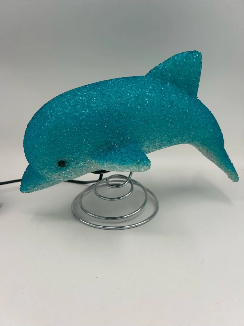 VTG 90s Melted Popcorn Blue Dolphin Night Light Or Table Lamp 11